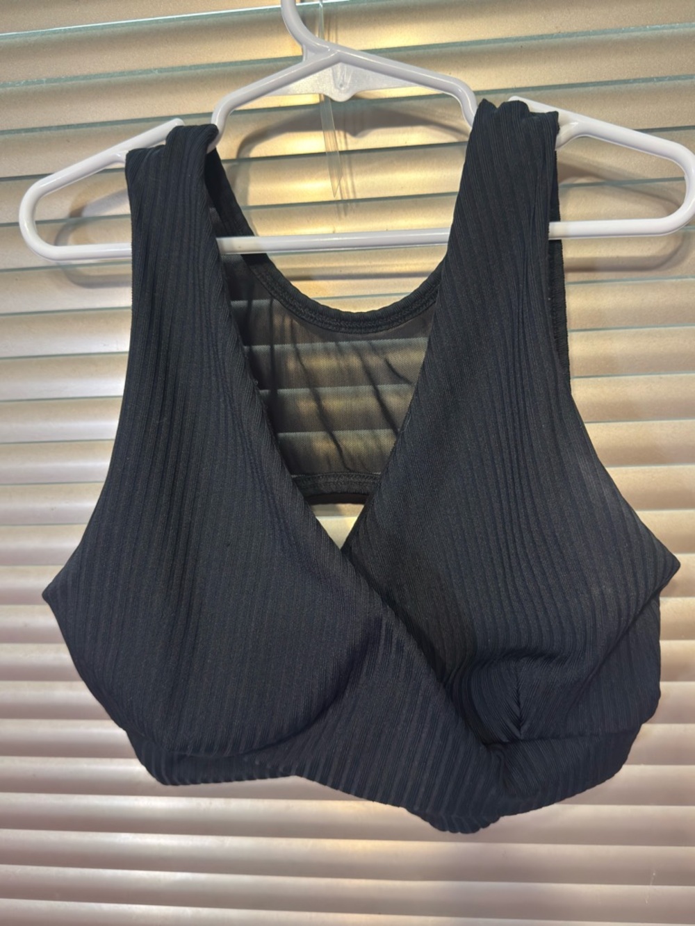 Five the Label Ribbed Black Cross-Back Dance Bralette
